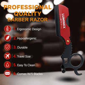 Navaja de Afeitar Recta Vintage Luminex Impex con Mango de Concha de Abulón y Acero al Carbono, Lista para Usar en Barberías y Salones - Product Image 4