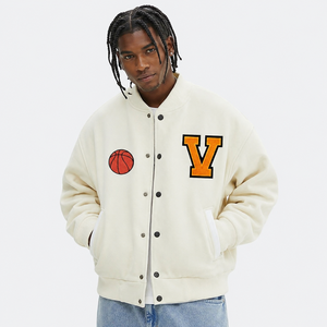 Trendy Wool Varsity <b>Jackets</b> Hot Selling Custom Cool Style High School <b>Fleece</b> Autumn Bonded Letter Varsity <b>Jackets</b> for Men - Product Image 1