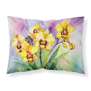 Orquídeas en acuarela ilustraciones decorativas funda de almohada ligera súper suave fácil de cuidar funda de cojín de tamaño estándar - Product Image 1