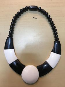 Handmade Black And White Geometric Resin Statement <b>Necklace</b> Bold Monochrome Chunky Beaded Collar Fashion Jewelry - Product Image 2