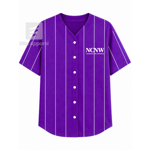 Chemise de sororité NCNW personnalisée, logo brodé sur le devant, couleur violet et blanc, manches courtes, chemise en polyester pour femme, vêtements grecs - Product Image 1