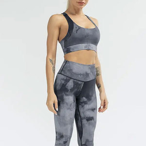 Women Tie Dye Seamless Scoop Neck Racerback Sports <b>Bra</b> High Support Yoga Fitness Wear Breathable Quick Dry Four Way <b>Stretch</b> - Product Image 2