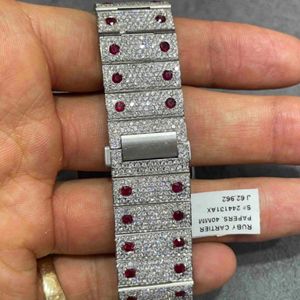 Hip Hop Jewelry <b>Watch</b> Round Cut Vvs Lab Grown Moissanite Diamond <b>Watch</b> Rubber Strap Handmade Mechanical <b>Watch</b> - Product Image 3