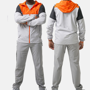 High Quality Men's Lightweight Windbreaker Tracksuit Set 2 Piece Hooded Mesh <b>Lined</b> Jacket Jogger <b>Pants</b> Windproof Sportswear - Product Image 1