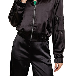 Dernier design Veste bombardier en satin pour femmes de qualité supérieure, design tendance Veste bombardier sport respirante à fermeture éclair de haute qualité pour femmes - Product Image 5