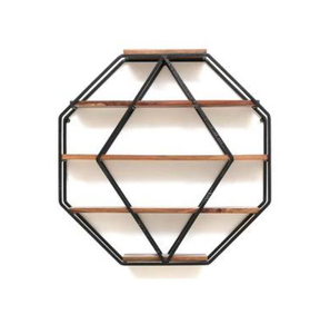 Estante Flotante de Metal y Madera, Negro y Madera Natural, Organizador de Almacenamiento, Estante Decorativo de Pared para el Hogar, Decoración del Hogar - Product Image 5