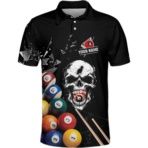 Chemise personnalisée HOSTARON OEM pour joueur de billard, impression 3D, chemises amusantes pour équipe de billard pour hommes, tournoi de billard, snooker, polo - Product Image 5