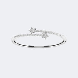 Bracelet manchette minimaliste en or avec diamants de laboratoire ronds pavés 1,40 carat, couleur EF, pureté VVS2, taille brillant - Product Image 4