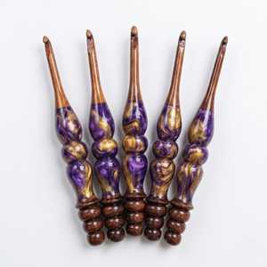 Hand Crafted Galaxy Purple Resin Wood Mixture Crochet <b>Hook</b>, Ergonomic Wood <b>Hooks</b>, Gift for Cricketers - Product Image 1