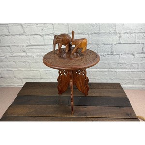 Hand-Carved Sheesham Wood Octagonal <b>Folding</b> Side <b>Table</b> - Wholesale - Product Image 3