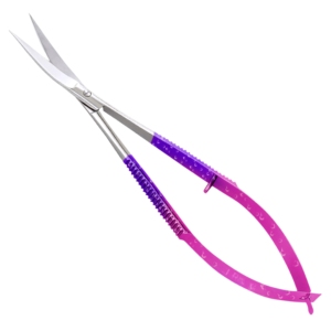 Ciseaux à ressort incurvés en acier VG10 japonais HARBOR INDUSTRY, manche violet rose ombré, lame tranchante, ciseaux pour la coupe des sourcils et des cils - Product Image 4