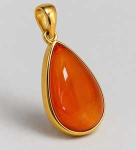 Colgante de Cornalina Natural en Forma de Lágrima, Bañado en Oro, con Engaste de Bisel, Joyería para Mujer, Precio al por Mayor, Gema - Product Image 2