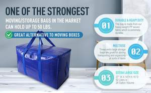 Heavy Duty Extra Large <strong>Storage</strong> Tote <strong>Bags</strong> Strong Carrying Handles Space Saving Travel Organizer Zippers Alternative Moving - Product Image 4