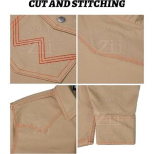 T-shirts ignifuges à manches longues pour hommes OEM Khaki NFPA2112 CAT2 7oz pour soudeurs et équipes de travail FR légers ZUNEZI International - Product Image 5