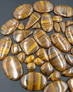 Pierre précieuse naturelle Œil de tigre jaune, en vrac, pour la fabrication de bijoux, de haute qualité, polie, cristal de guérison, cabochon coloré - Product Image 3