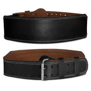Premium Leather Weightlifting Hook Loop Closure Belt for Men Women Offering Superior Quality Non-Slip Adjustable Back Safety - Product Image 1