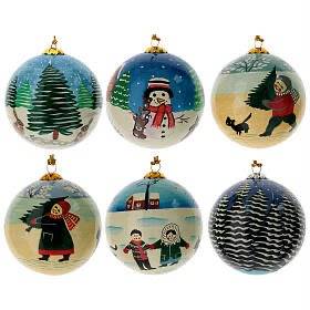 Boules de Noël suspendues en papier mâché du Cachemire, ornements de Noël en papier mâché peints à la main, boules de Noël artisanales du Cachemire - Product Image 2