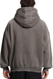 Sweat à capuche zippé personnalisé pour homme, 100% coton, délavé à l'acide, style vintage, streetwear, vente en gros pour le développement de marques - Product Image 2