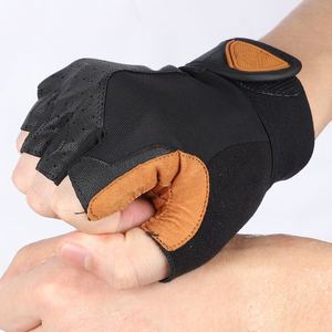 Custom Solid Color Half Finger Breathable Leather Racing Cycling Gloves for Men - Product Image 5