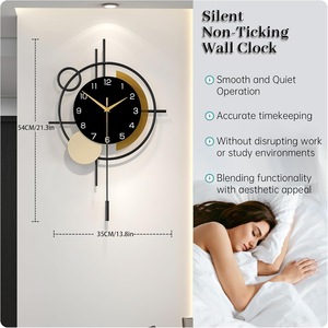 <b>Modern</b> Pendulum Wall <b>Clock</b> for Living Room Decor Silent Non Ticking Decorative <b>Clock</b> for Home Office Farmhouse Interior - Product Image 2