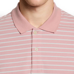Polo de Punto Piqué Casual Transpirable Personalizado para Hombre, Corte Regular, Color Rosa Pomelo y Blanco, con Cuello Tartán, de Última Tendencia - Product Image 4