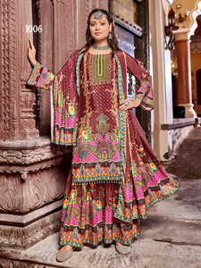 Traje pakistaní listo para usar, de seda crepé pura con estampado digital y trabajo de espejo original. Compre directamente del proveedor. - Product Image 6