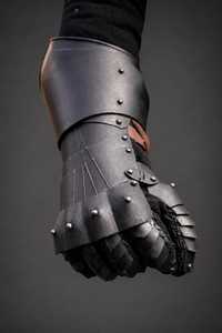 Guantes de Brigandina de Acero, Armadura Medieval, para Reenactamiento, Niquelados en Negro, Estilo Antiguo, Protección Completa para los Dedos - Product Image 5