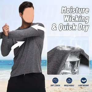 Chemises à manches longues pour hommes, séchage rapide, évacuation de l'humidité, protection UV, t-shirts de performance pour la pêche, l'entraînement et la course à pied - Product Image 4
