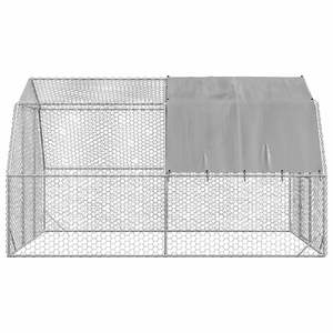 Corral Grande para Pollos, Jaula para Animales de Acero Galvanizado Plateado - Product Image 4
