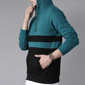 เสื้อฮู้ดบล็อกสีสำหรับผู้ชาย เสื้อสเวตเชิ้ตมีฮู้ดแขนยาวลำลองพร้อมกระเป๋า - Product Image 2