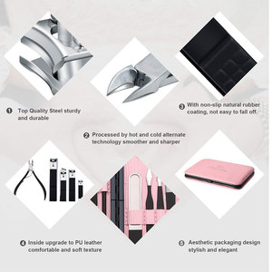 Professional Beauty <b>Manicure</b> Nail Care <b>Kit</b> for Men Women Stainless Steel Fingernail Toenail Clippers Nail File Leather Case - Product Image 3