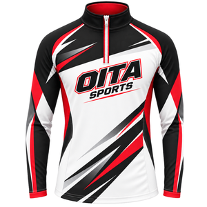 Chaqueta Deportiva Roja, Negra y Blanca con Cierre de Cremallera, Manga Larga, para Entrenamiento Atlético, Running, Ejercicio, Ropa Deportiva de Alto Rendimiento - Product Image 1