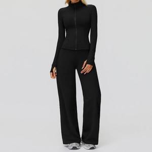 Conjunto de Yoga de 2 Piezas sin Costuras para Mujer, de Alta Calidad, para Gimnasio y Fitness, con Logotipo Personalizado, Color en Contraste, Antiarrugas, Transpirable, de Secado Rápido, de Bambú - Product Image 4