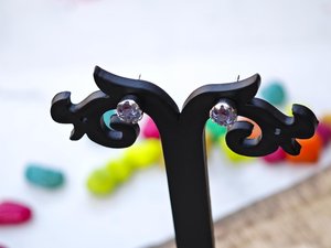 925 Sterling <b>Silver</b> Lab Created Alexandrite Round <b>Stud</b> Earrings for Women June Birthstone Jewelry - Product Image 4