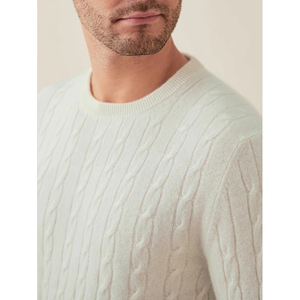 Herren Beige 100% Wolle Gestrickter Pullover Langarm Einfarbig Winterbekleidung - Product Image 4