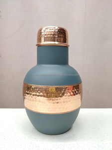 High Quality Pure Copper Bedroom <b>Bottle</b> with Inbuilt <b>Glass</b> Premium Packaging Indian-Made Plastic Drinkware - Product Image 3
