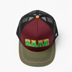 Casquette de camionneur personnalisée avec logo brodé en 3D, 5 panneaux, dos en maille, fermeture snapback, casquette de camionneur premium marron et noir - Product Image 5