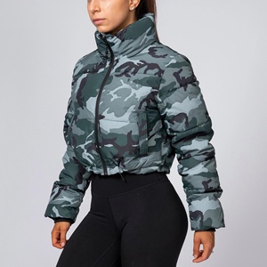 Chaqueta Acolchada con Cierre y Cuello Alto para Mujer, Resistente al Viento, Ecológica, Sostenible, de Poliéster, Color Verde Militar, Servicio OEM - Product Image 3