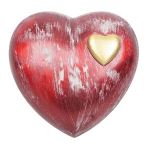 Urna Funeraria Estilo Americano en Forma de Corazón, Color Blanco Rojizo con Pequeño Corazón Dorado, Diseños Personalizables para Adultos - Product Image 2