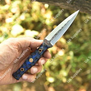 Cuchillo de Caza Forjado a Mano en Acero al Carbono 1095 con Mango de Madera Pakka y Funda de Cuero, Cuchillo de Camping de Grado Industrial con Hoja Afilada como una Navaja - Product Image 5