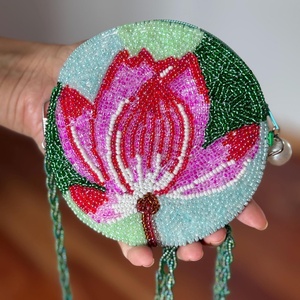 <b>Small</b> Mini Handmade Beaded Cupcake Coin <b>Purse</b> with Zipper Closure DIY Finished Product Cute pouch Handmade pouch at best price - Product Image 4
