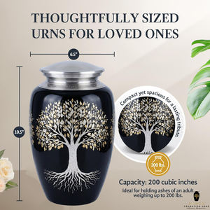 Urne funéraire pour adulte AMPLE DECOR Tree Life - Urne commémorative en aluminium faite à la main, 10 pouces, capacité de 220 pouces cubes, design haut de gamme - Product Image 5