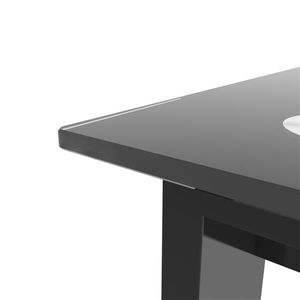 Tavolo da pranzo nero moderno con piano in vetro temperato e semplici gambe rettangolari in metallo per soggiorno o uso cucina - Product Image 4