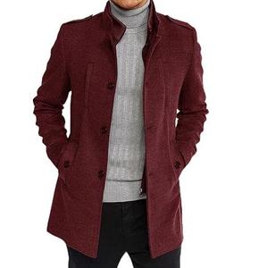 Elegant <b>Men's</b> Wool Blend Trench <b>Coat</b> Winter Jacket Warm Long Overcoat for Autumn Streetwear Casual & Formal Outerwear Wholesale - Product Image 2