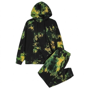 Conjunto de Chándal de Algodón 100% Personalizado para Hombre, Teñido Anudado, de 2 Piezas, con Capucha, Grueso, Transpirable, Estampado, Estilo Urbano de Invierno, Venta al por Mayor - Product Image 3