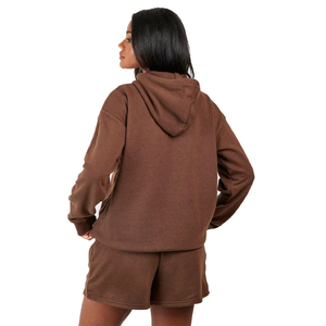 Custom Latest Design Cotton Long Sleeve Womens Two Piece <b>Shorts</b> Set Outfit Jogger <b>Lounge</b> Wear Set for Women - Product Image 2