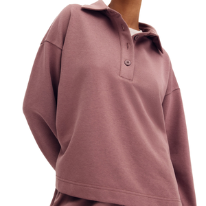 Sweat-shirt à col pour femme, pull en molleton décontracté à manches longues, haut chaud à col rond, broderie de logo personnalisée, vêtements de sport tendance - Product Image 2