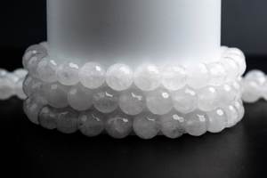 Perles rondes micro-facettées en jade blanc naturel pour la création de bijoux, bracelets, colliers, artisanat DIY - Product Image 6