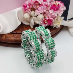 Luxury American CZ Stone Imitation Pearl <b>Bangles</b> <b>Set</b> Sparkling Bridal Wedding Jewelry Trendy Fancy Party Wear Women - Product Image 3