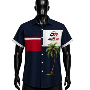 เสื้อฮาวายชาย ORVO แขนสั้น ลายรถสไตล์ทรอปิคอล สำหรับวันหยุดฤดูร้อน ผ้าป๊อปลิน ระบายอากาศได้ดี สวมใส่สบาย - Product Image 3